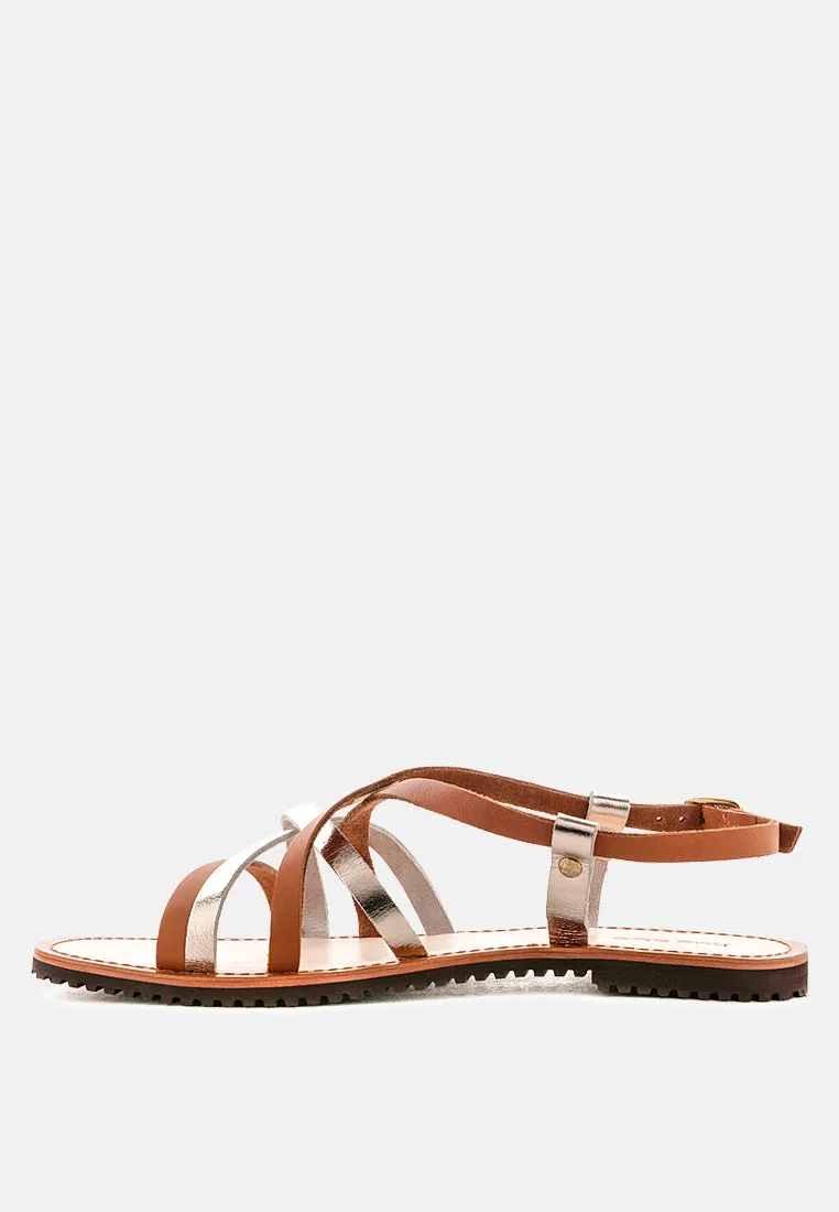 June Strappy Flat Leather Sandals