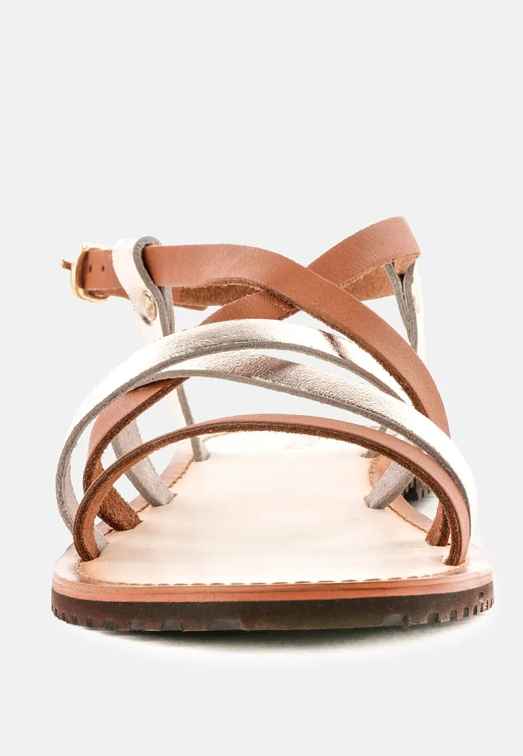 June Strappy Flat Leather Sandals