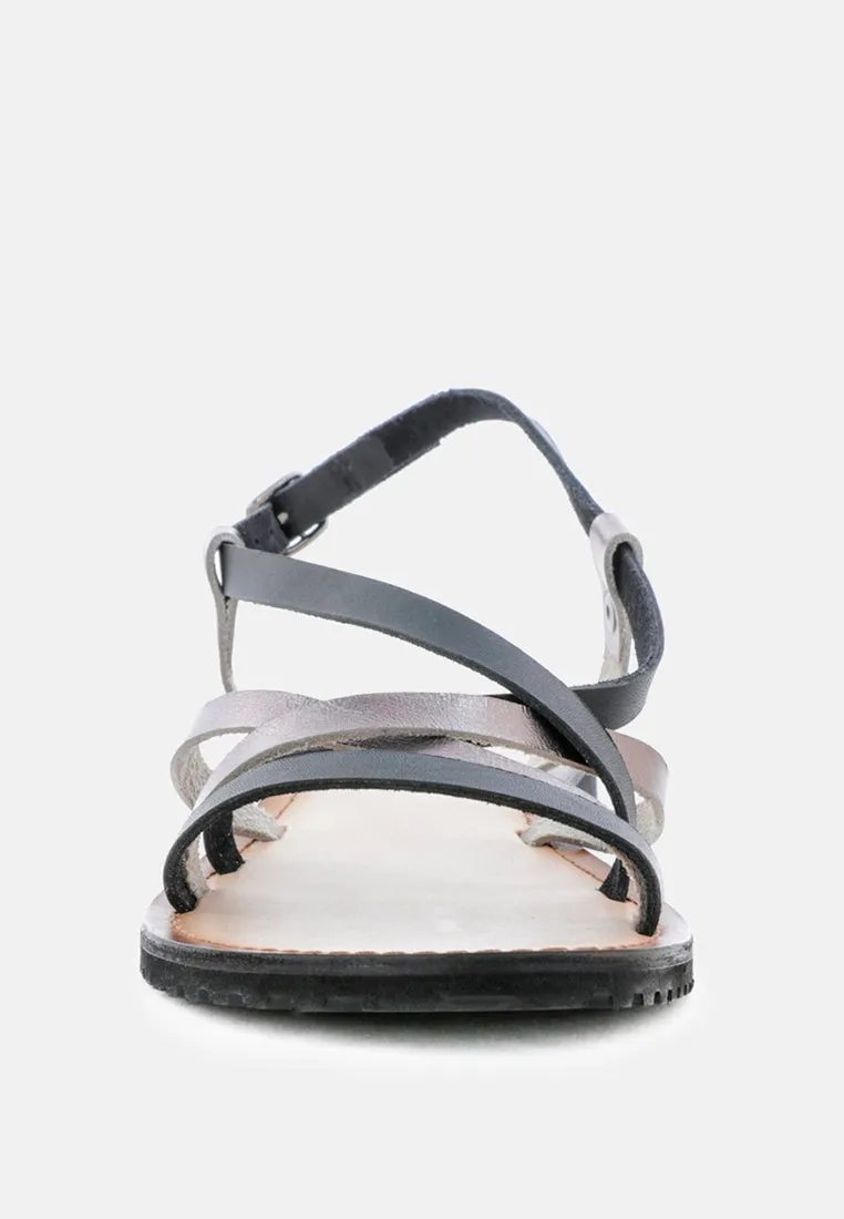 June Strappy Flat Leather Sandals