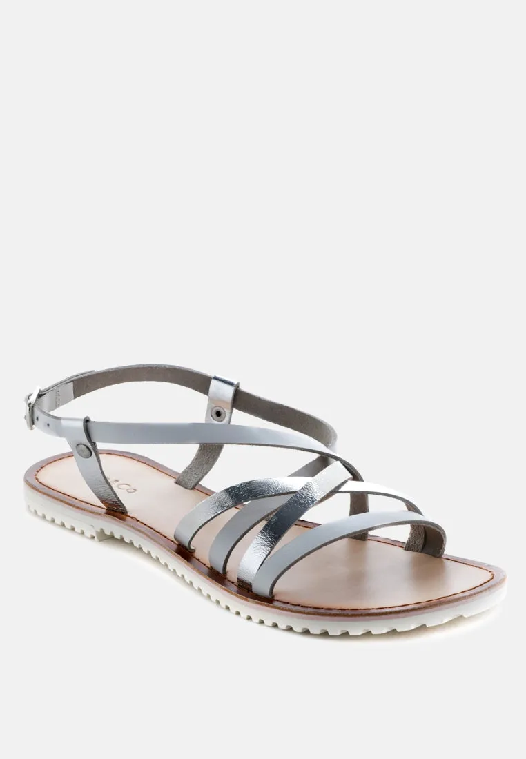 June Strappy Flat Leather Sandals