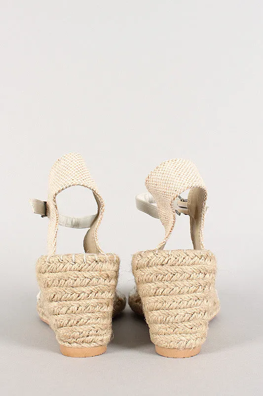 Lace Jeweled Round Toe Espadrille Wedge