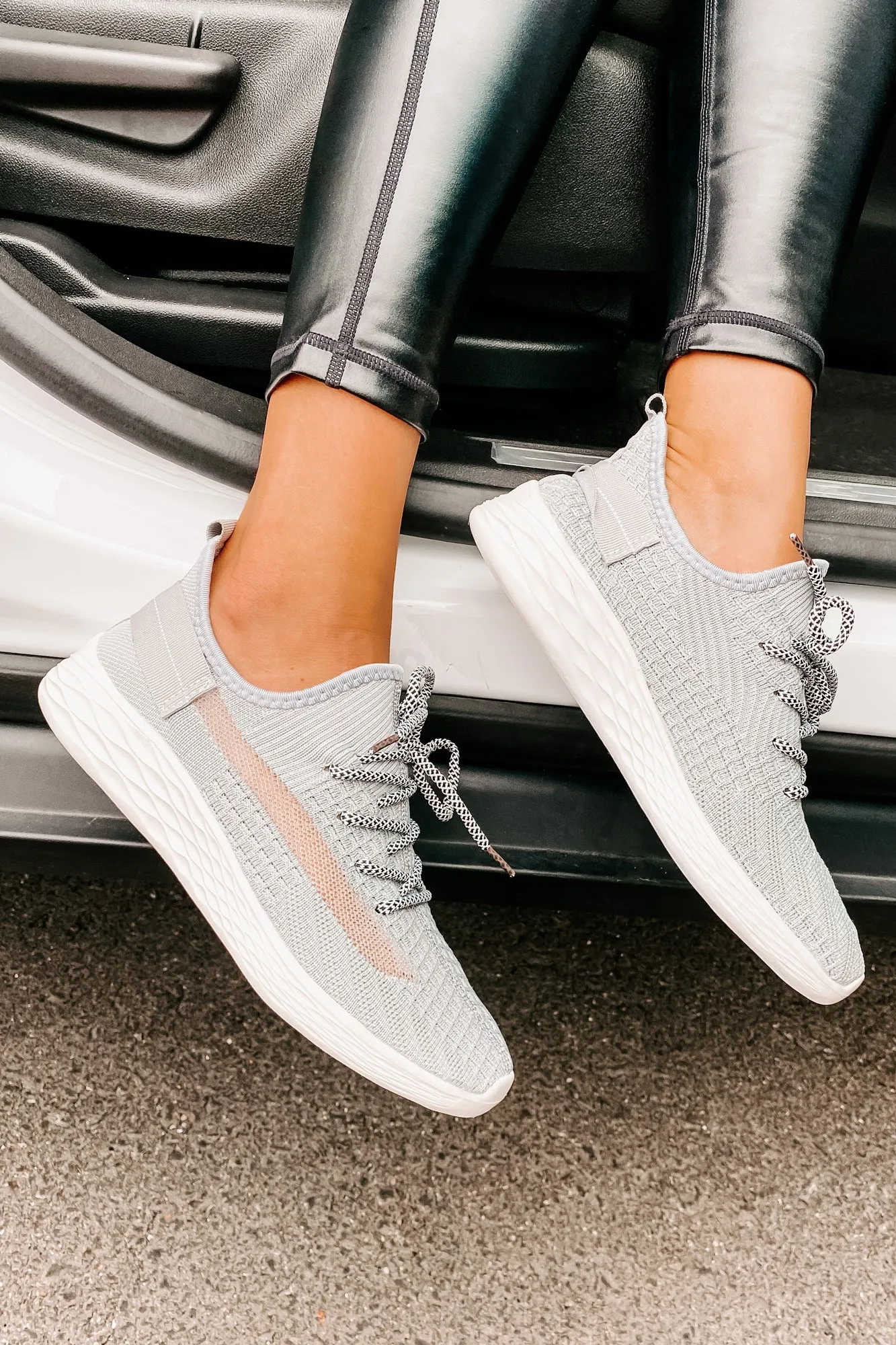 Let's Race Slip-On Knit Sneakers (Gray)