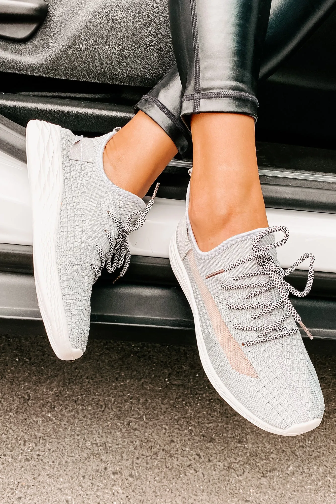 Let's Race Slip-On Knit Sneakers (Gray)