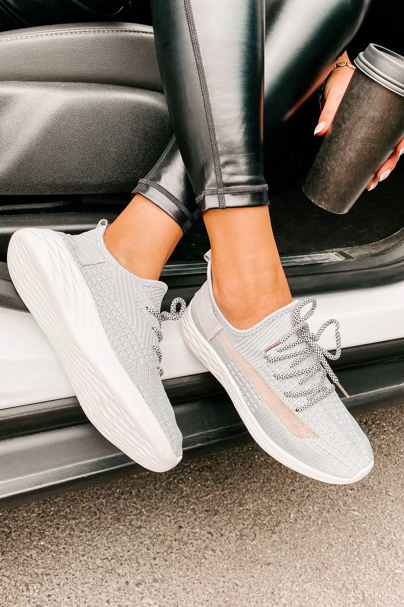 Let's Race Slip-On Knit Sneakers (Gray)