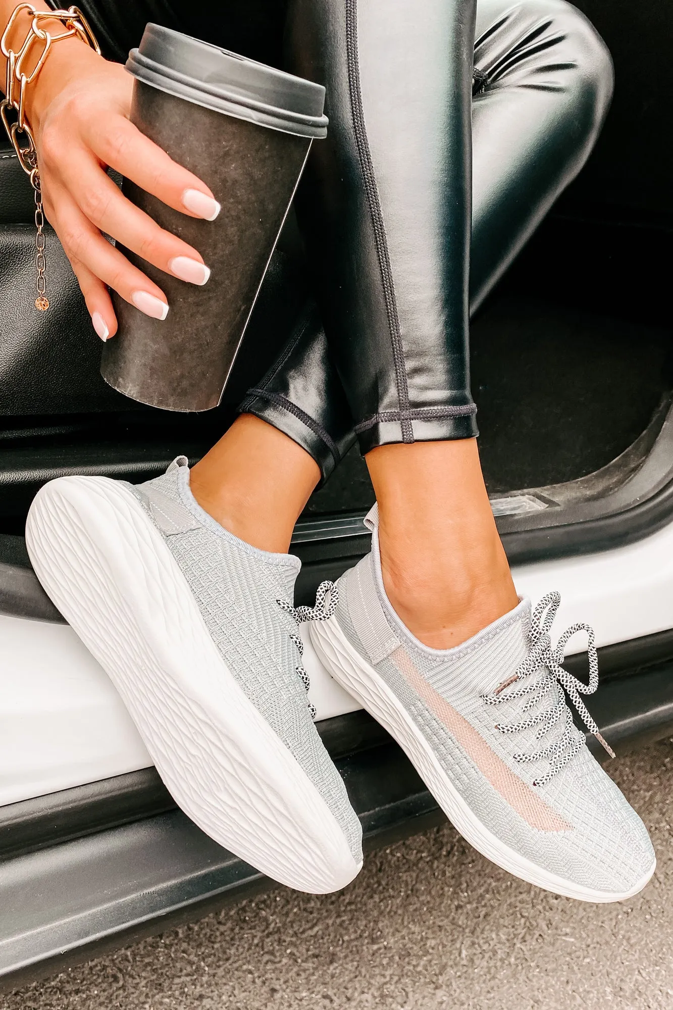 Let's Race Slip-On Knit Sneakers (Gray)