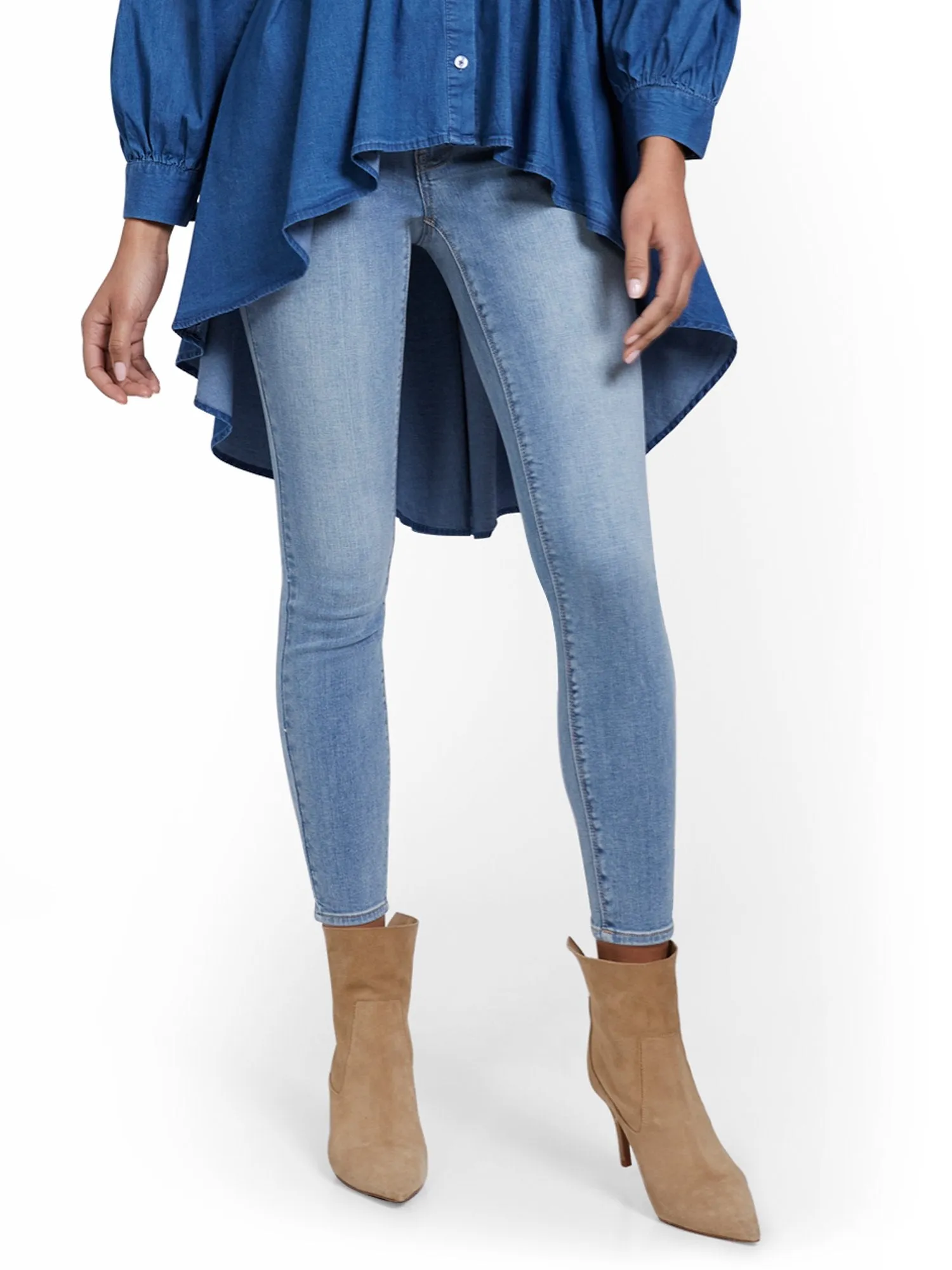 Lexi Mid-Rise Super-Skinny Ankle Jeans - Blue Rock