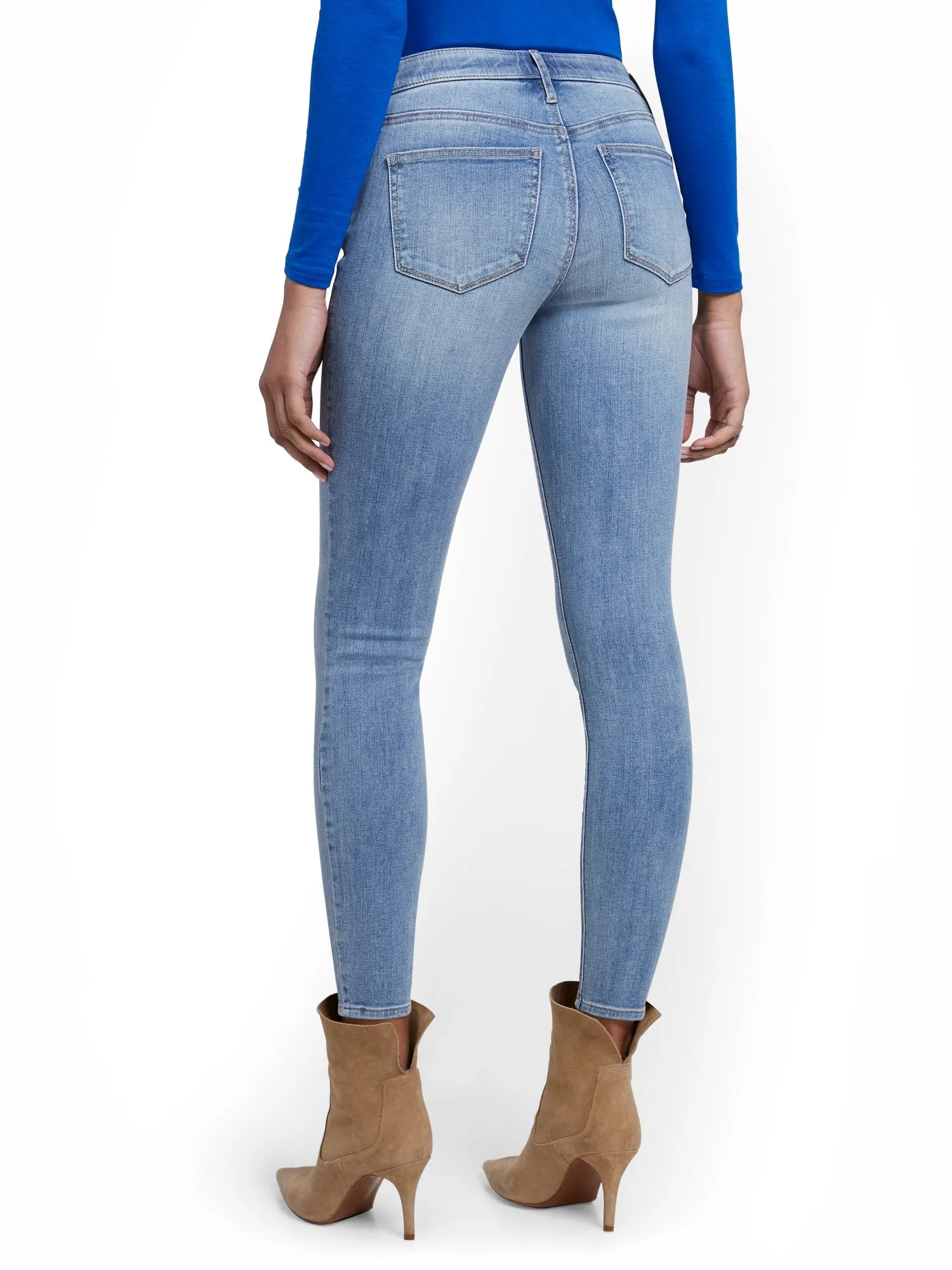 Lexi Mid-Rise Super-Skinny Ankle Jeans - Blue Rock