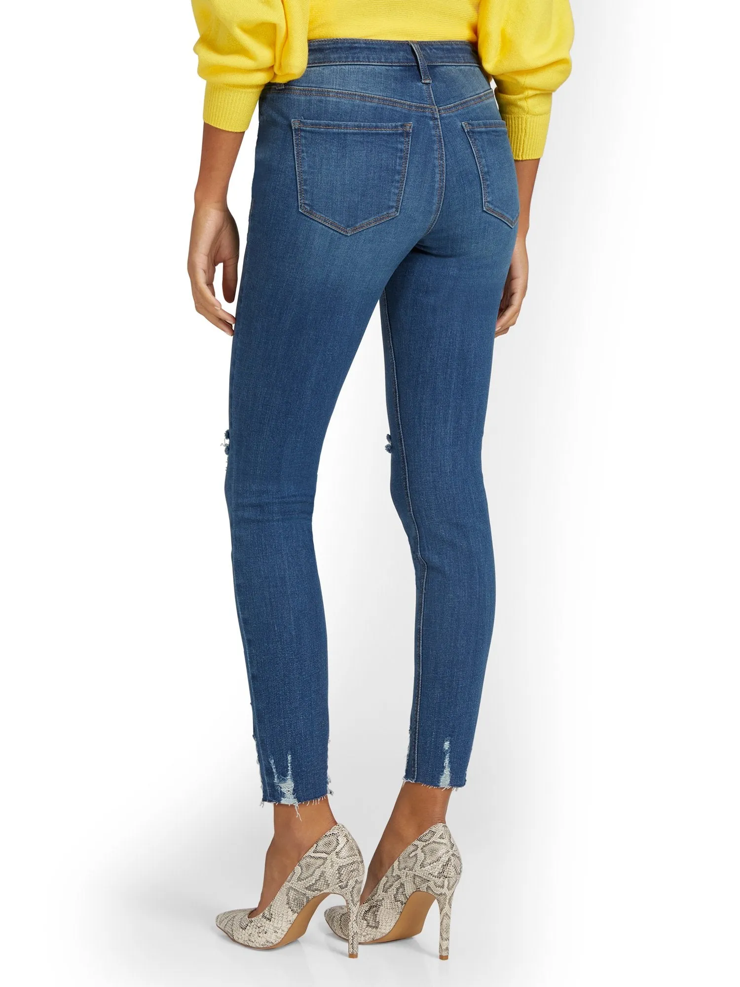 Lexi Mid-Rise Super-Skinny Ankle Jeans - Dark Blue Wash