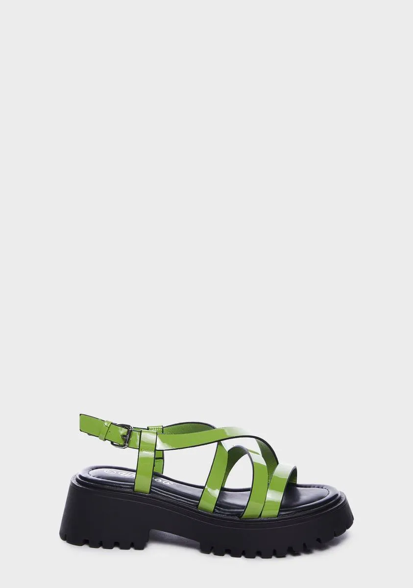 Lime Lowkey Vacay Gladiator Sandals