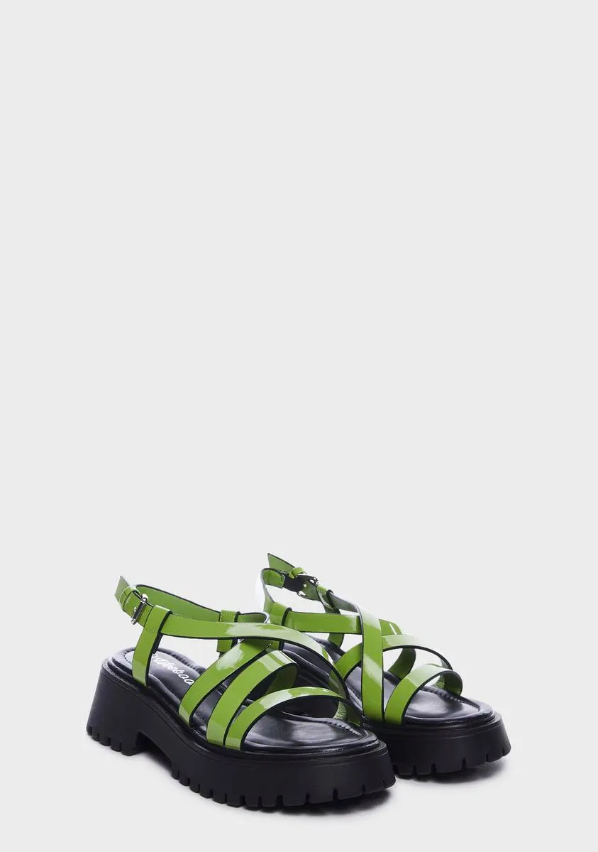 Lime Lowkey Vacay Gladiator Sandals