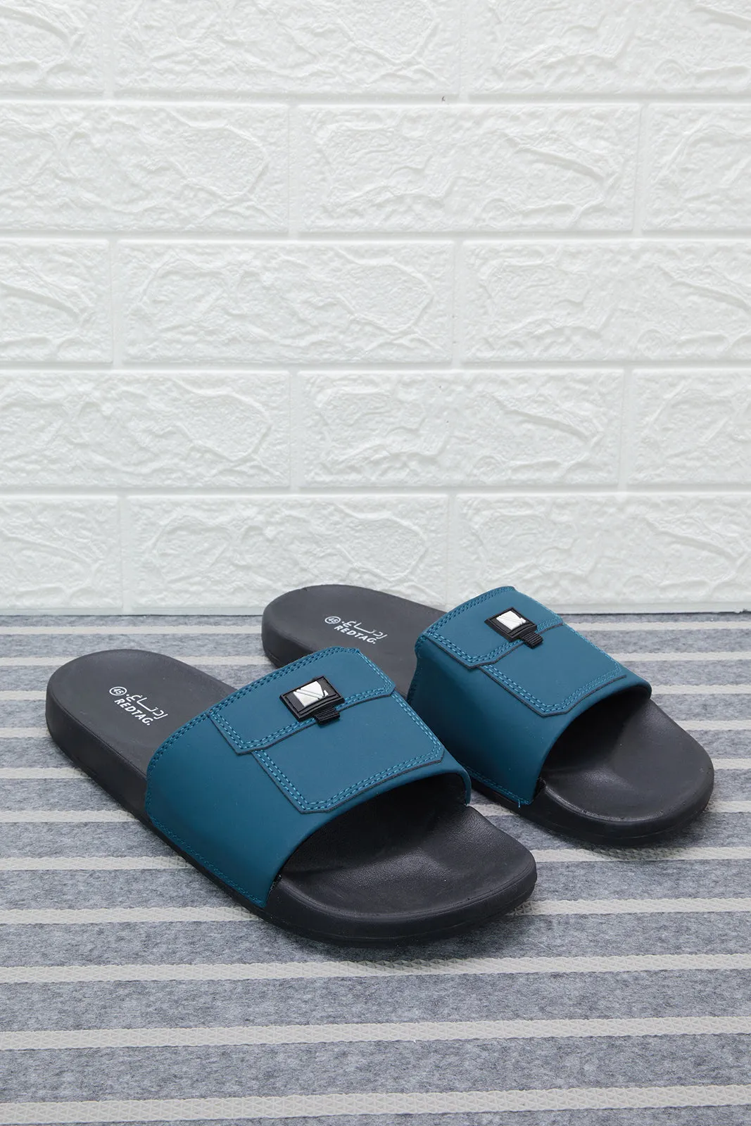 Men Teal Pocket Element Slide