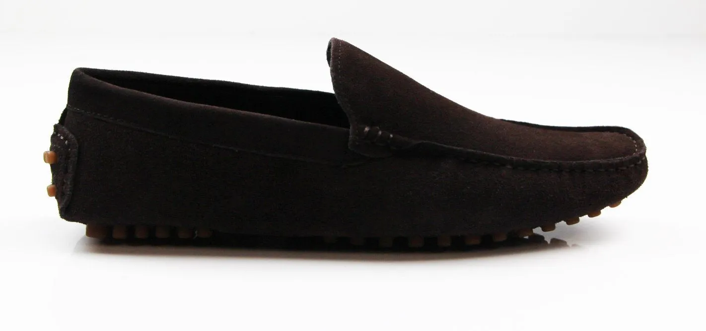 Mens Zasel Summer Slip On Dark Brown Suede Boat Shoes