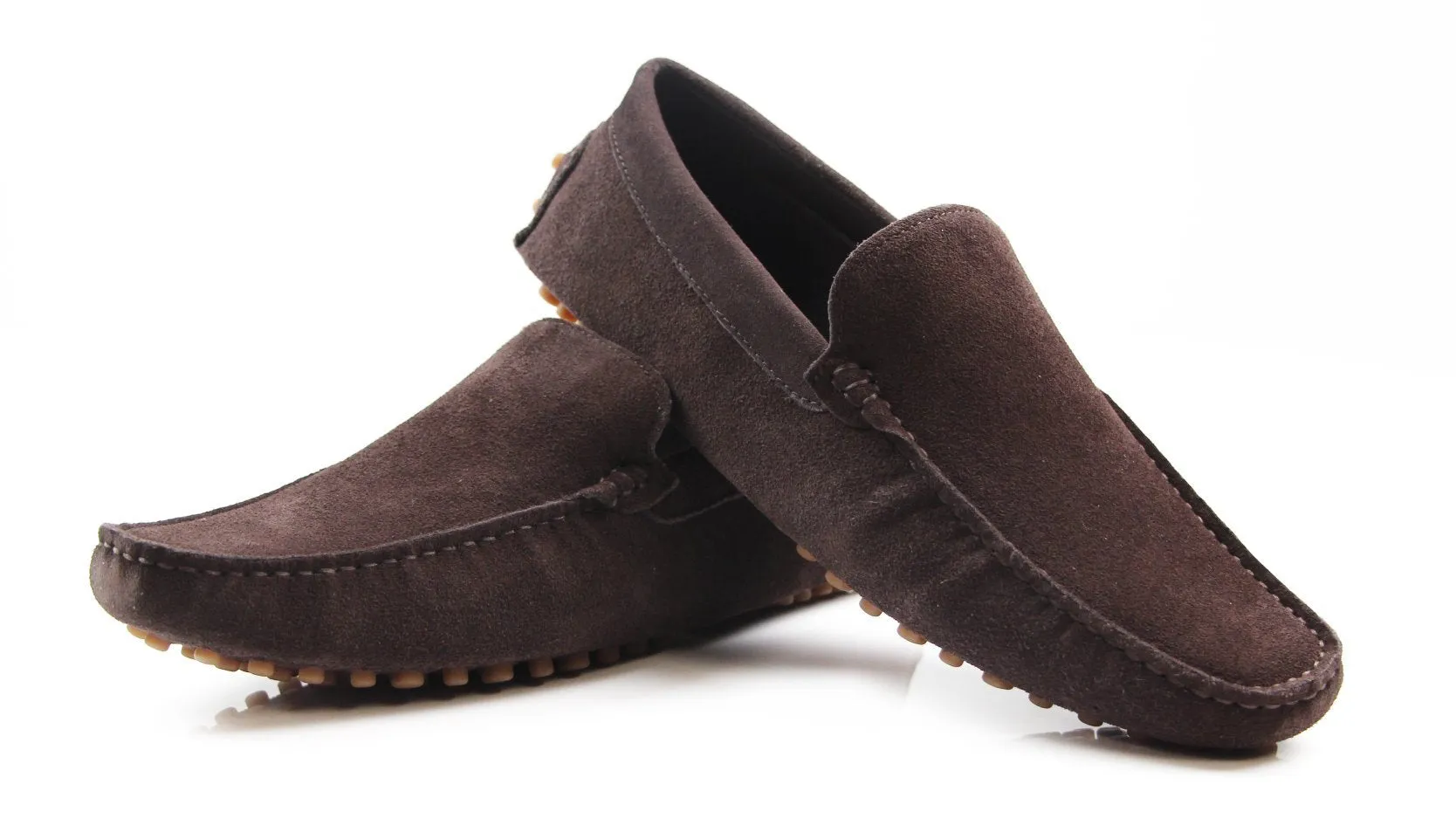 Mens Zasel Summer Slip On Dark Brown Suede Boat Shoes