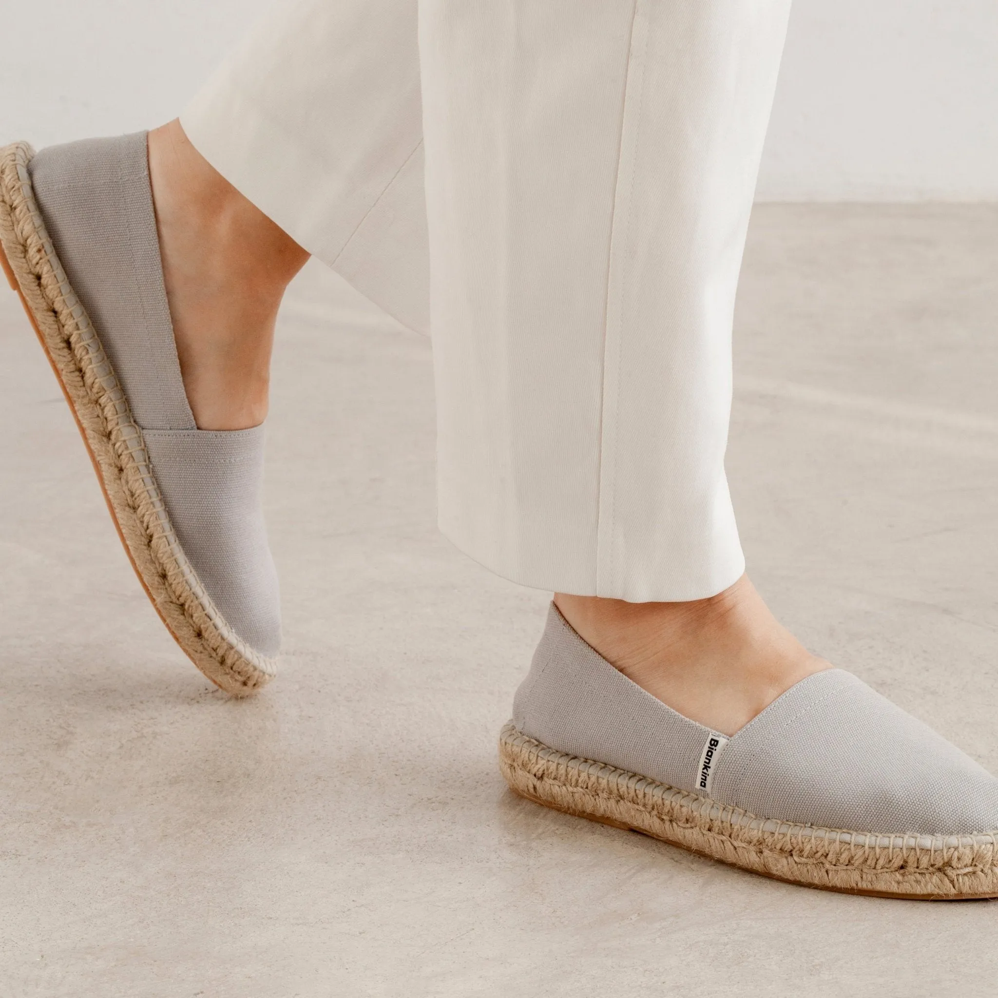 Mila Sustainable, Eco Friendly, Vegan Canvas Espadrille Flats - Grey