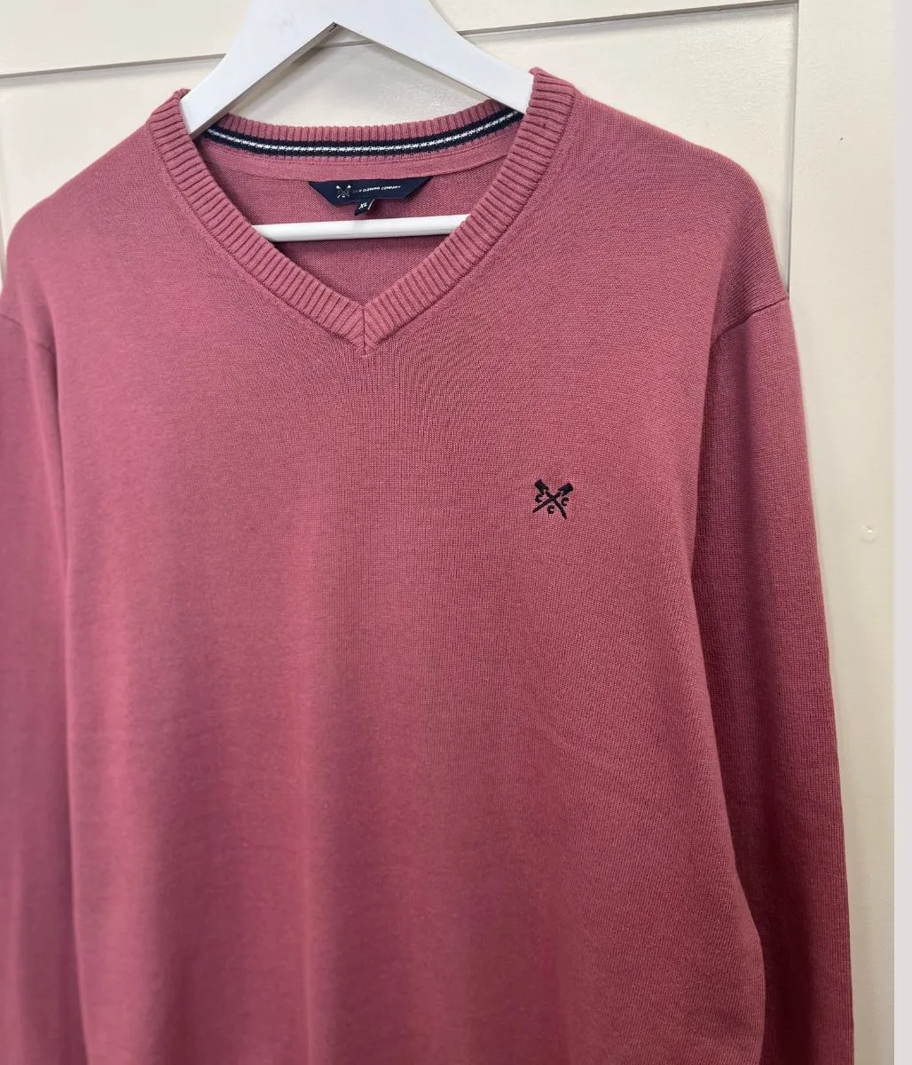 Pink Mens Cotton Logo Jumper