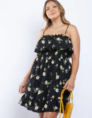 Plus Size Smocked Floral Dress