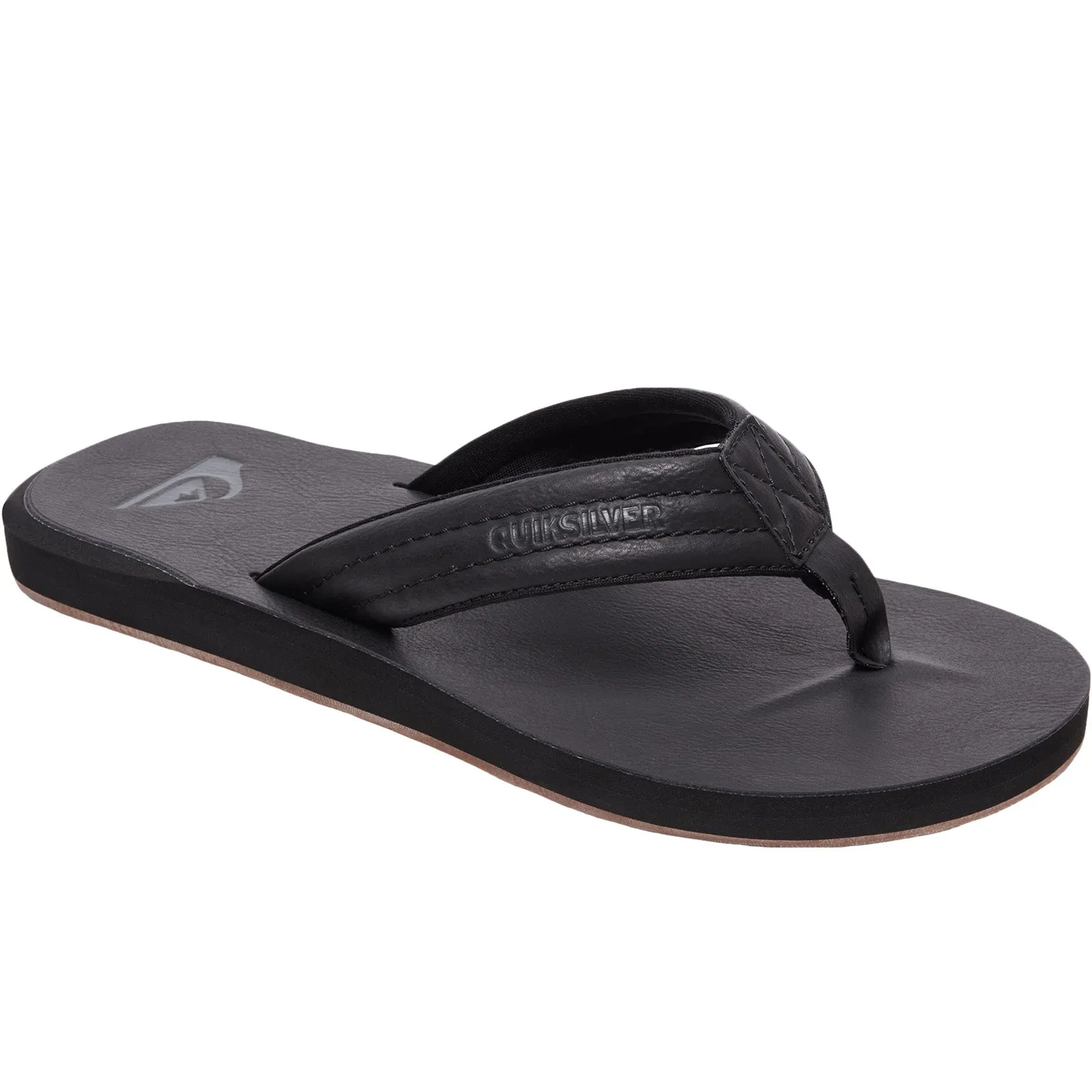 Quiksilver Mens Carver Faux Leather Flip Flops - Black