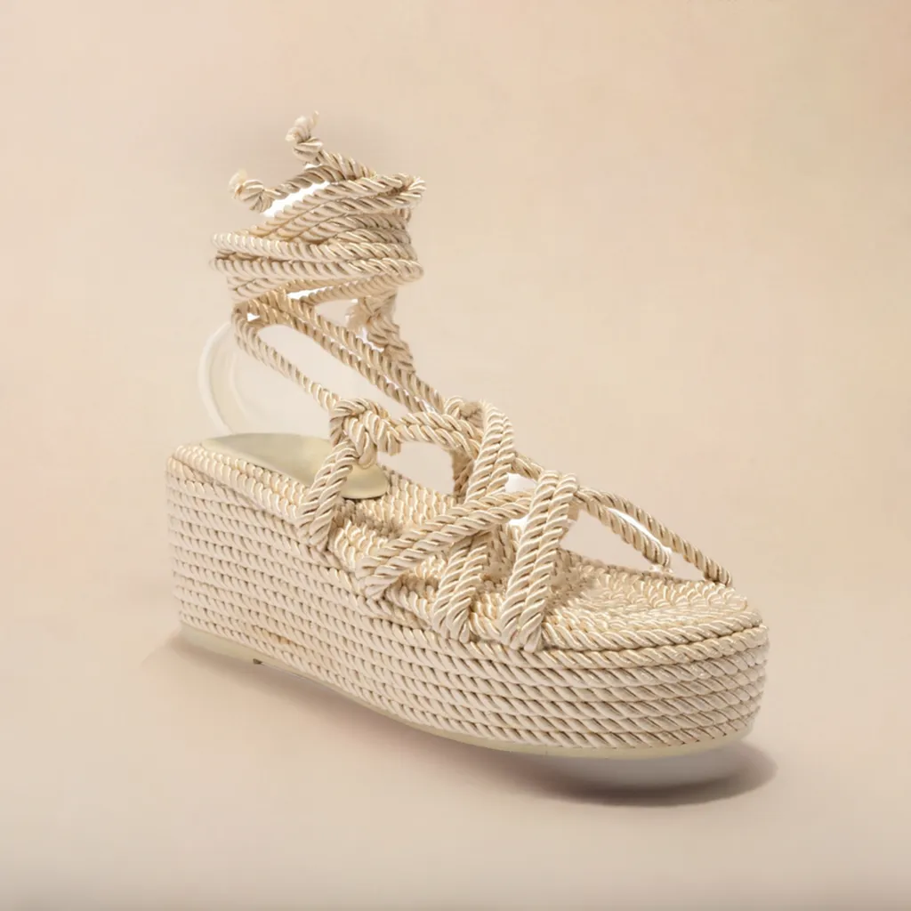 ST BARTH Beige Rope Espadrille Sandals