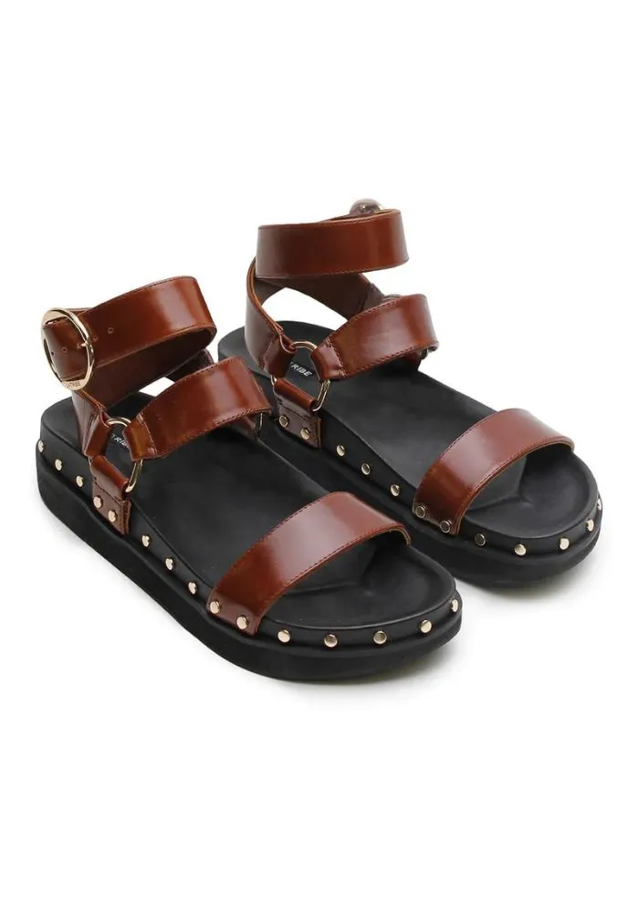 Studded Sandals- Cognac