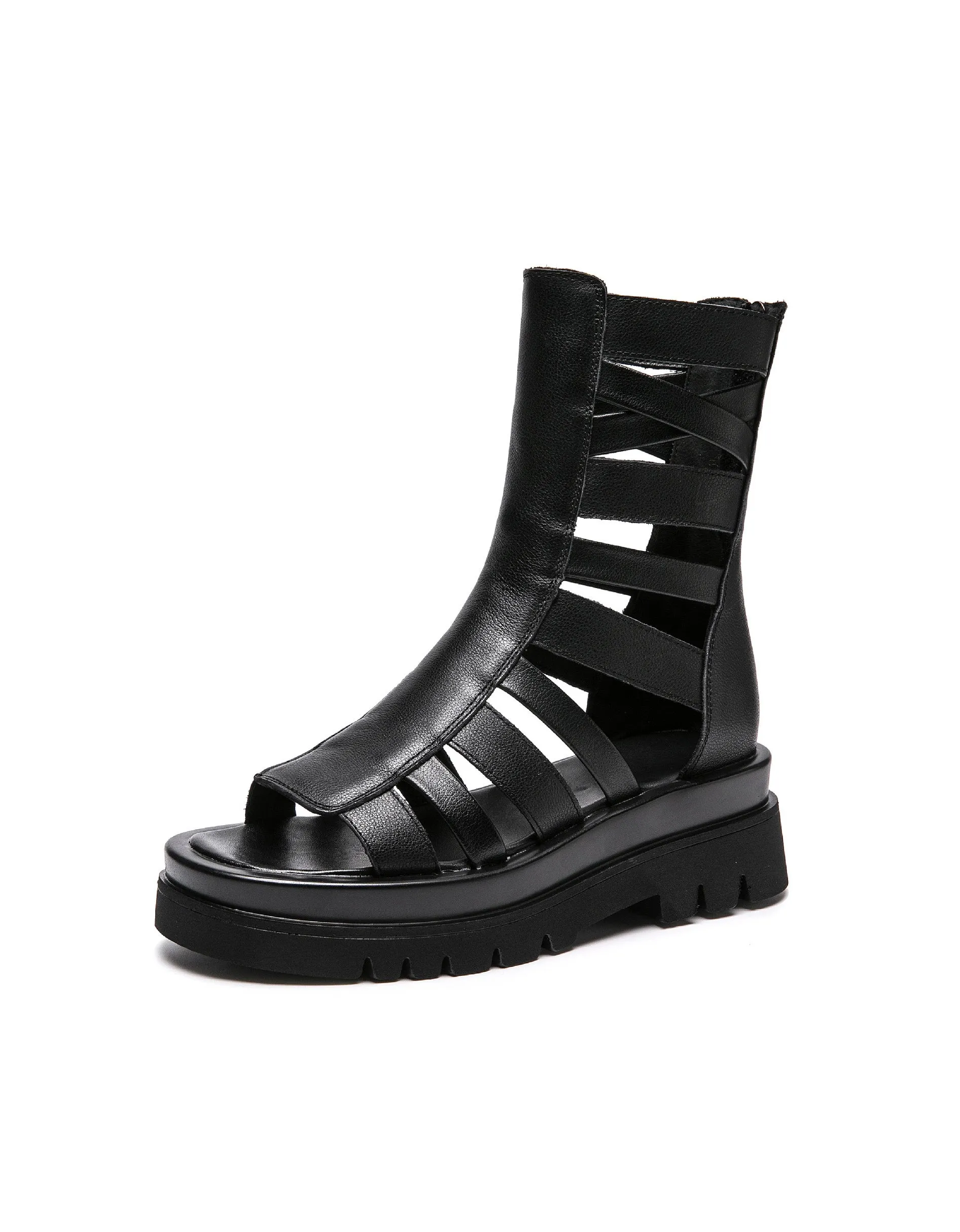 Summer Open Toe Black Platform Sandals Boots