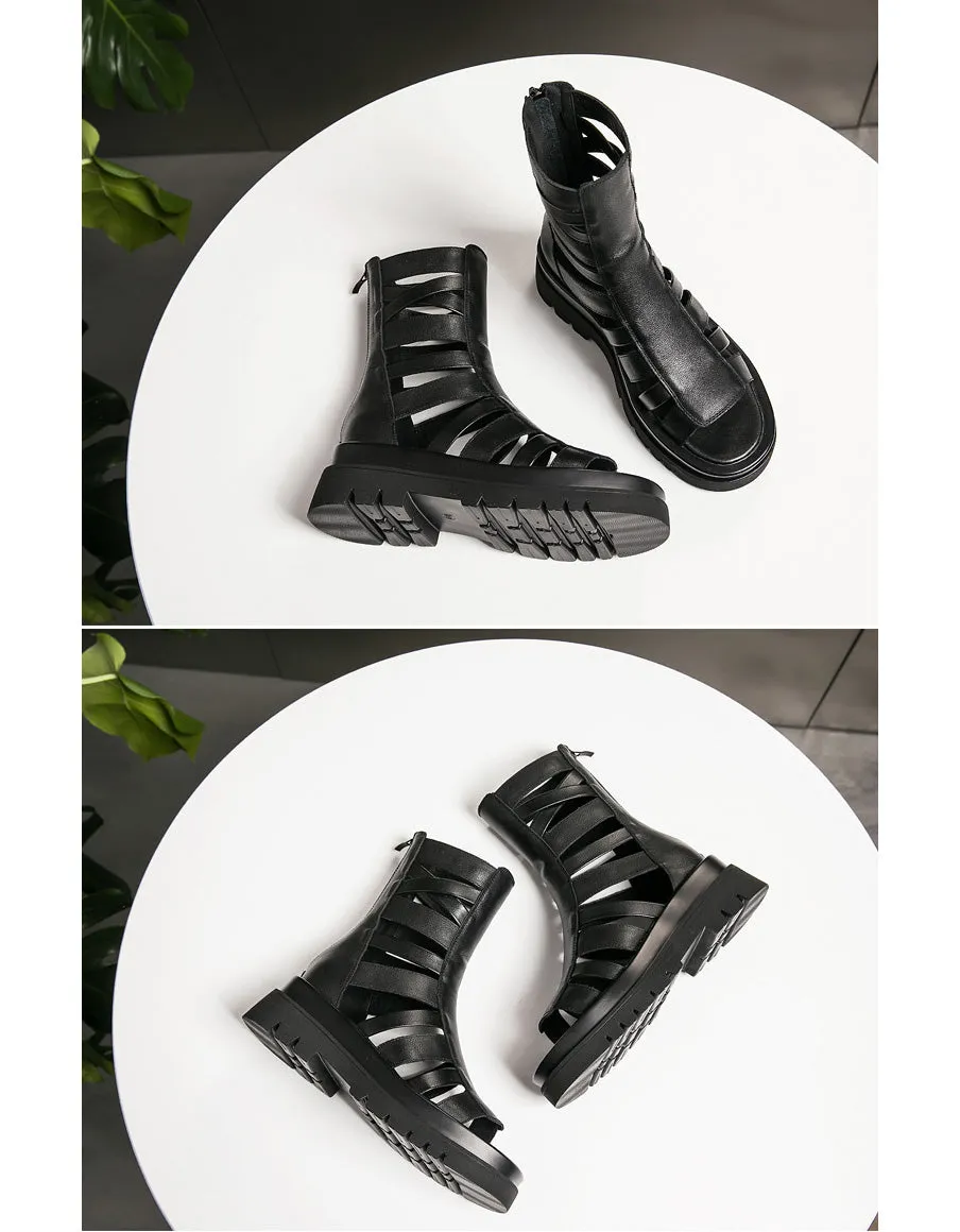 Summer Open Toe Black Platform Sandals Boots