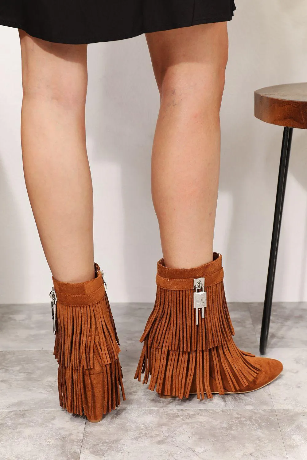 Tassel Wedge Heel Ankle Boots