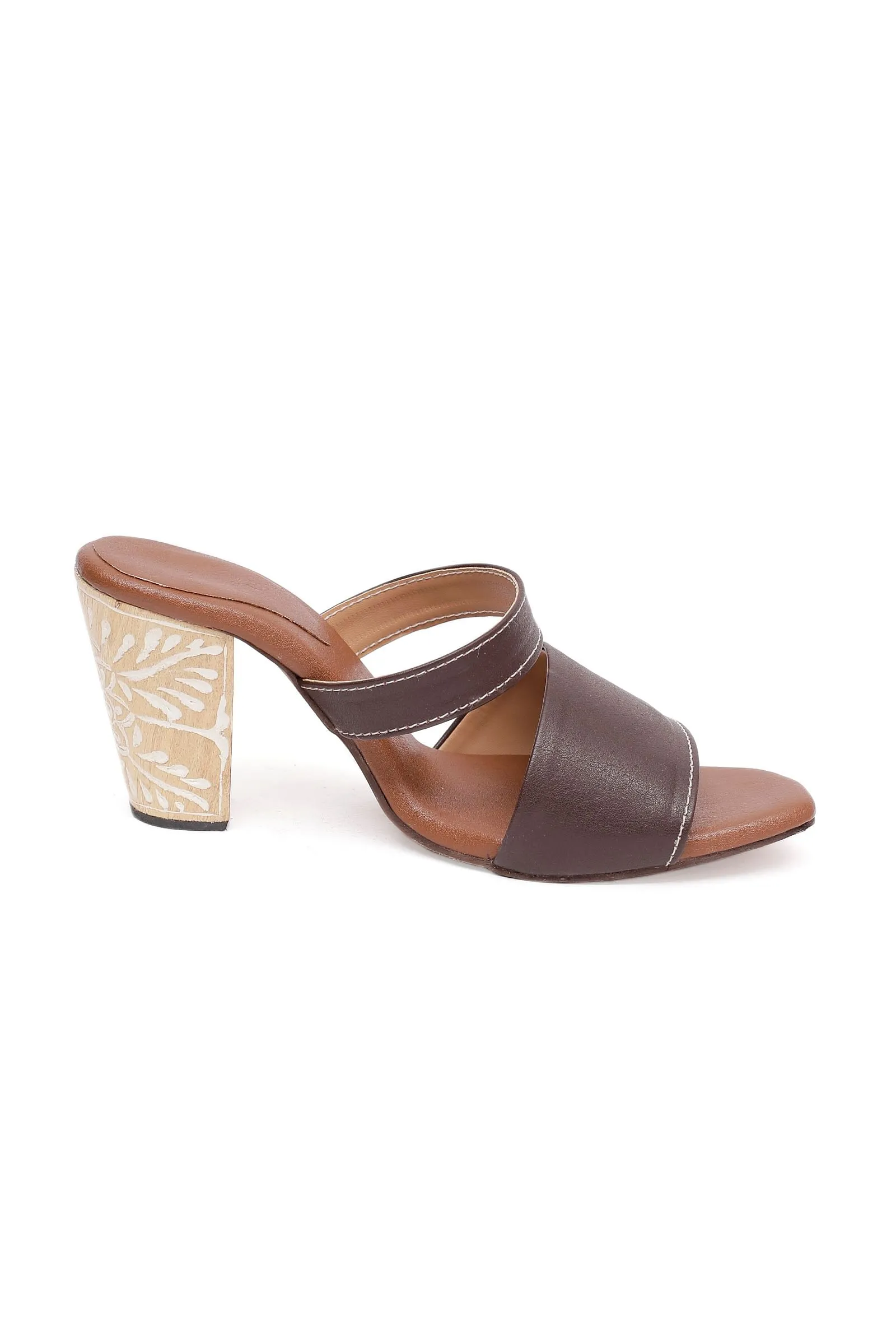 Tawny Brown Wooden Carved Open Toe Sandals