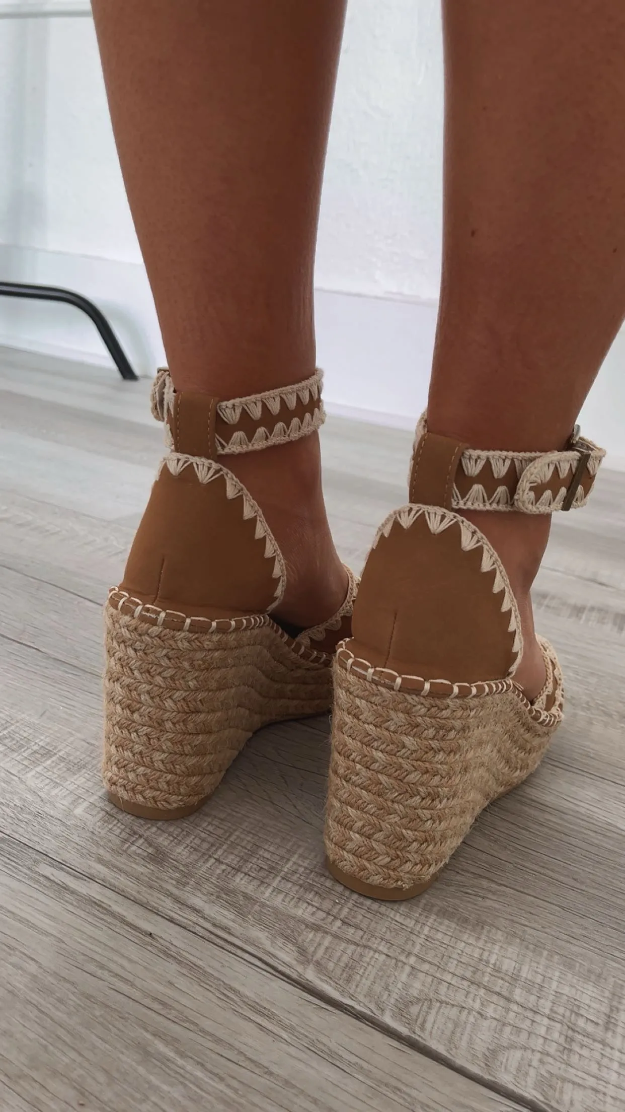 The Essie Espadrille Slide With Embroidered Straps, Camel