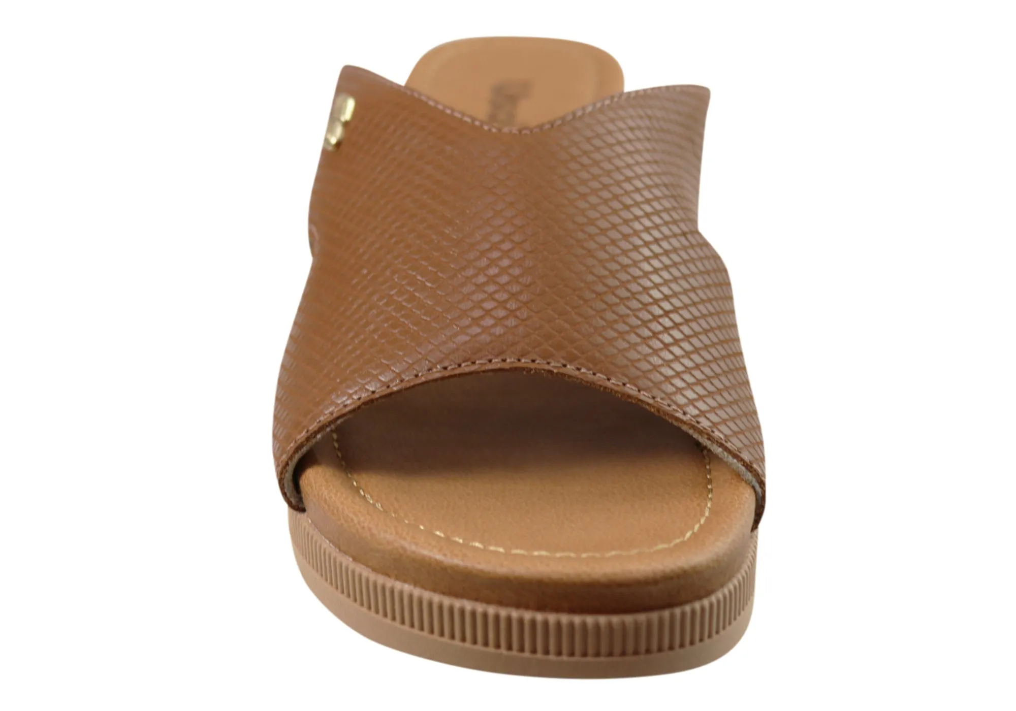 Usaflex Evoke Womens Comfort Leather Slides Sandals Made In Brazil