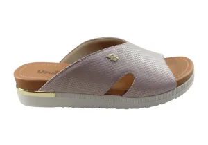 Usaflex Evoke Womens Comfort Leather Slides Sandals Made In Brazil