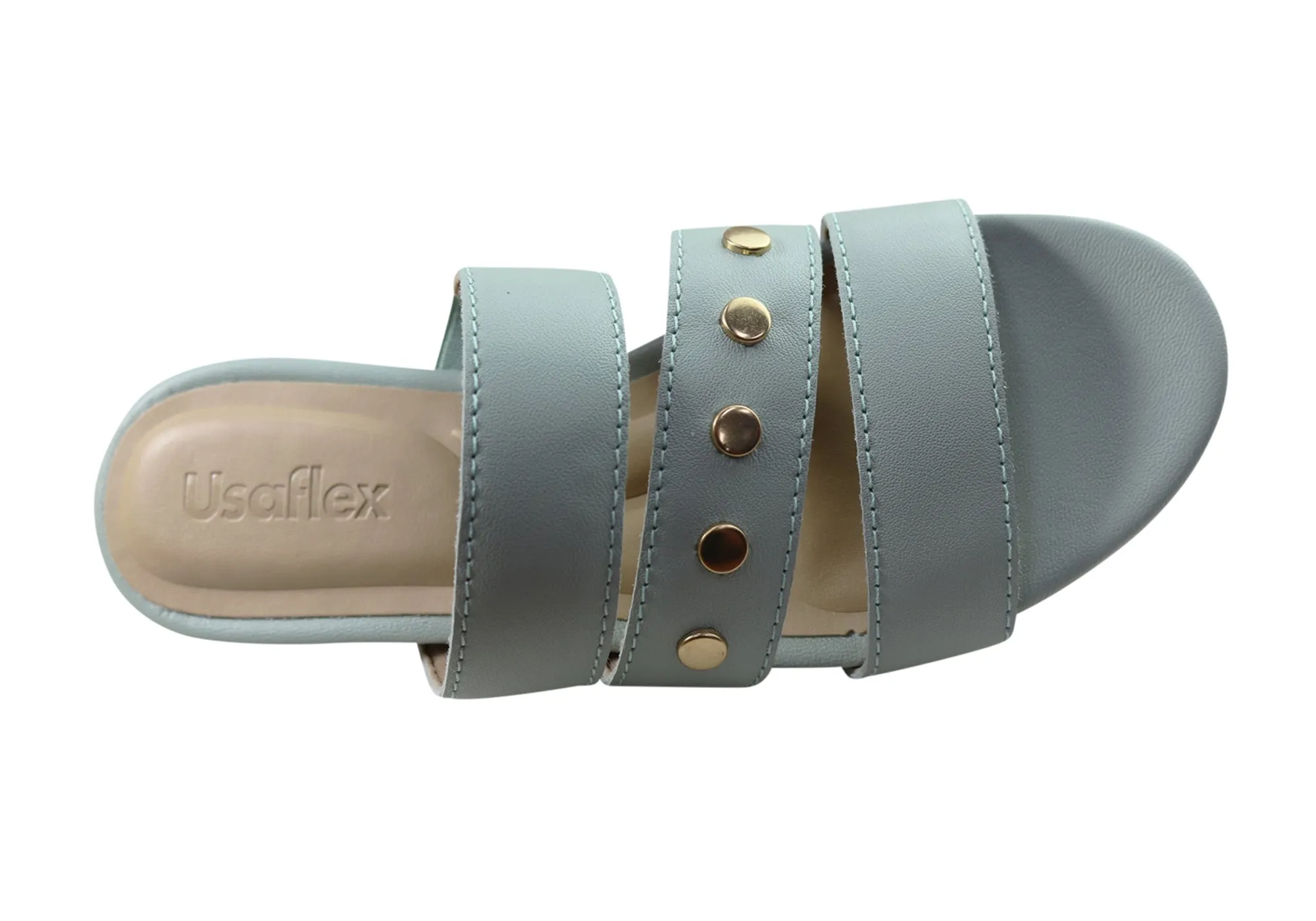 Usaflex Skyler Womens Comfort Leather Slides Sandals Made In Brazil