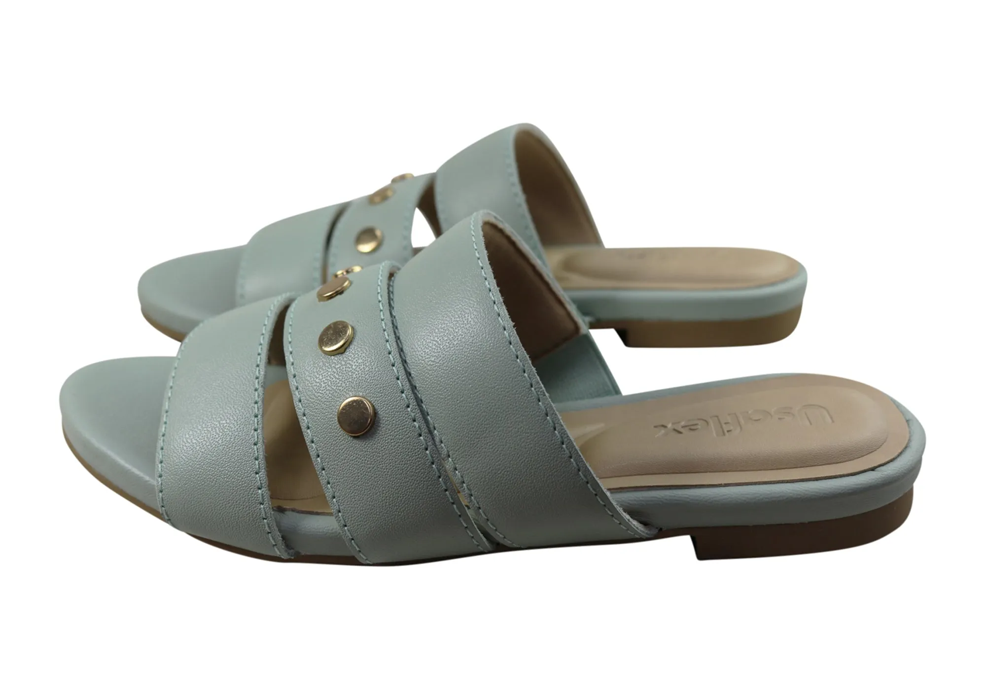 Usaflex Skyler Womens Comfort Leather Slides Sandals Made In Brazil