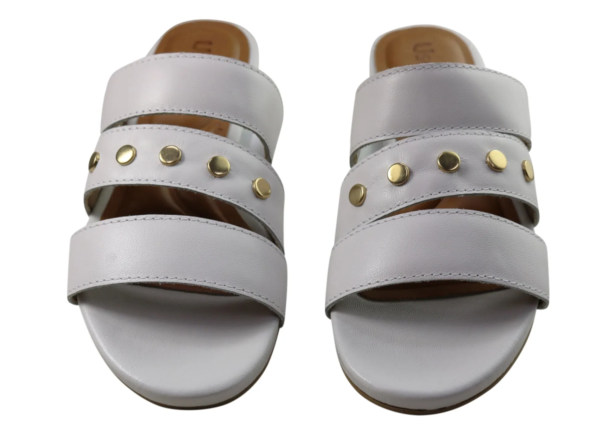 Usaflex Skyler Womens Comfort Leather Slides Sandals Made In Brazil