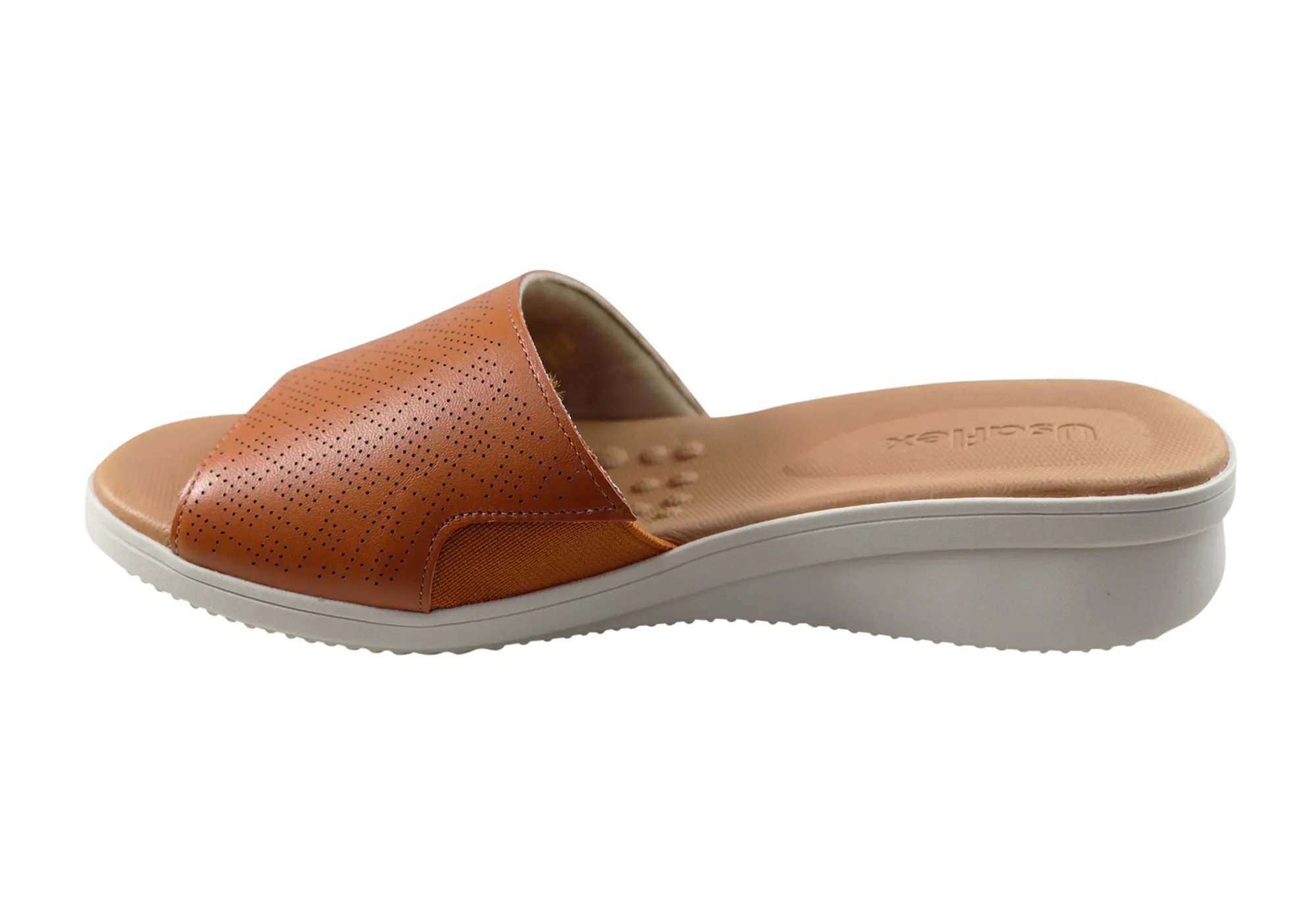 Usaflex Sunrise Womens Comfort Leather Slides  Made In Brazil