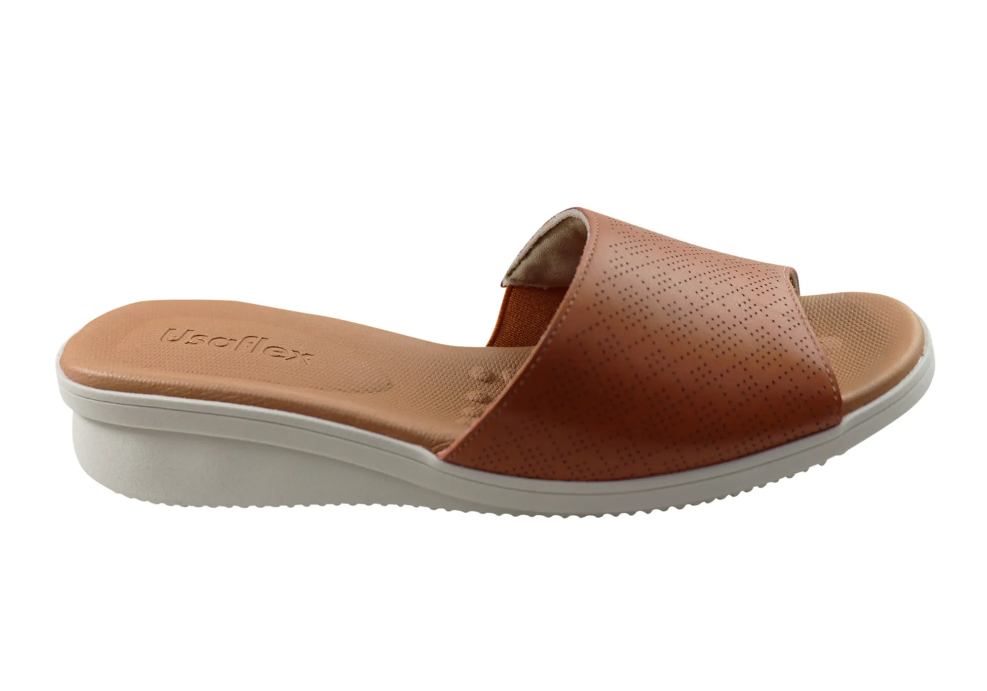 Usaflex Sunrise Womens Comfort Leather Slides  Made In Brazil