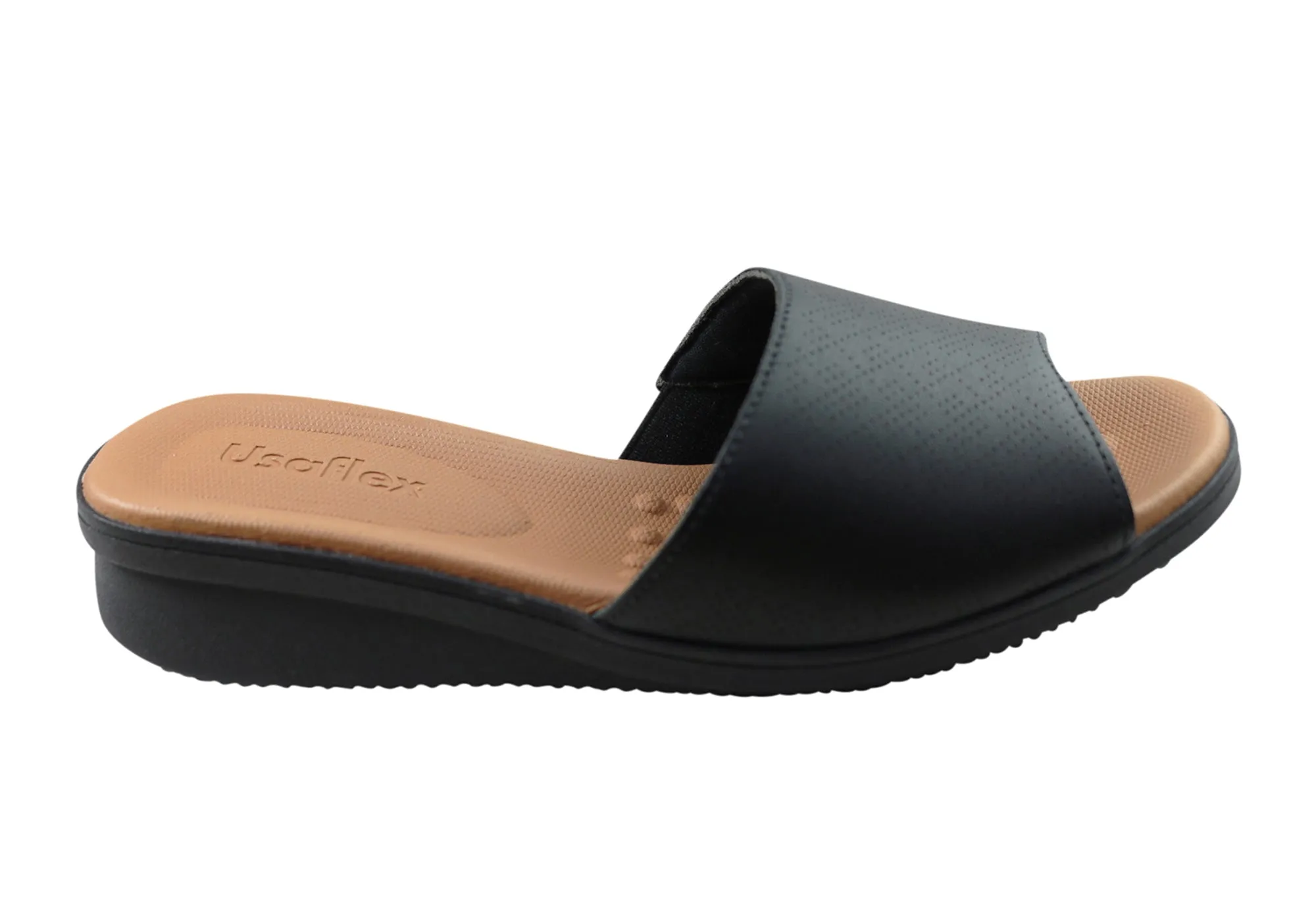 Usaflex Sunrise Womens Comfort Leather Slides  Made In Brazil