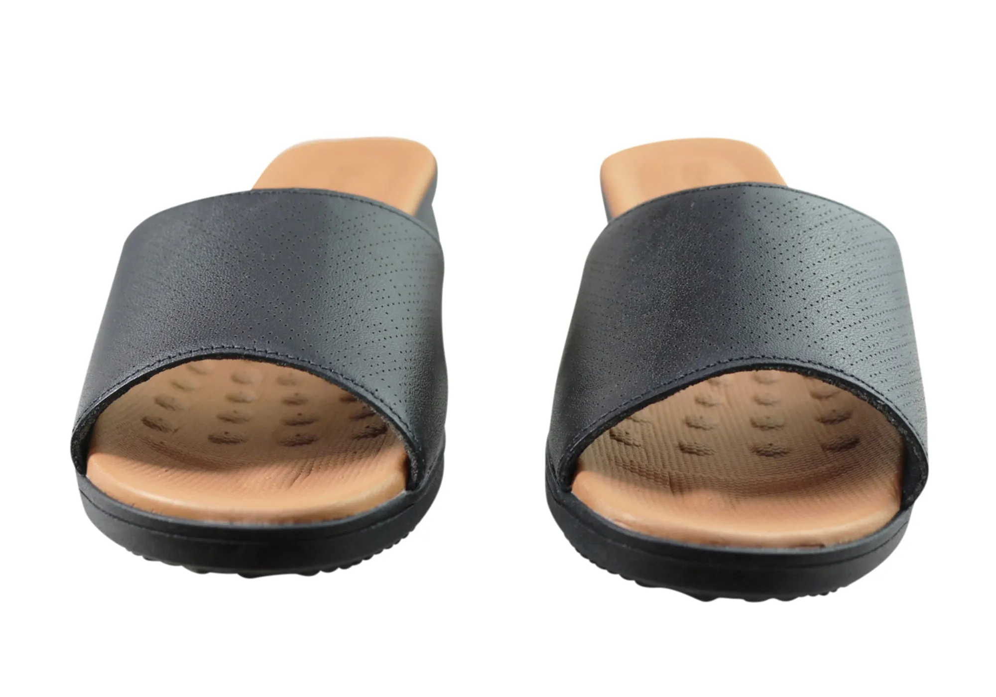 Usaflex Sunrise Womens Comfort Leather Slides  Made In Brazil