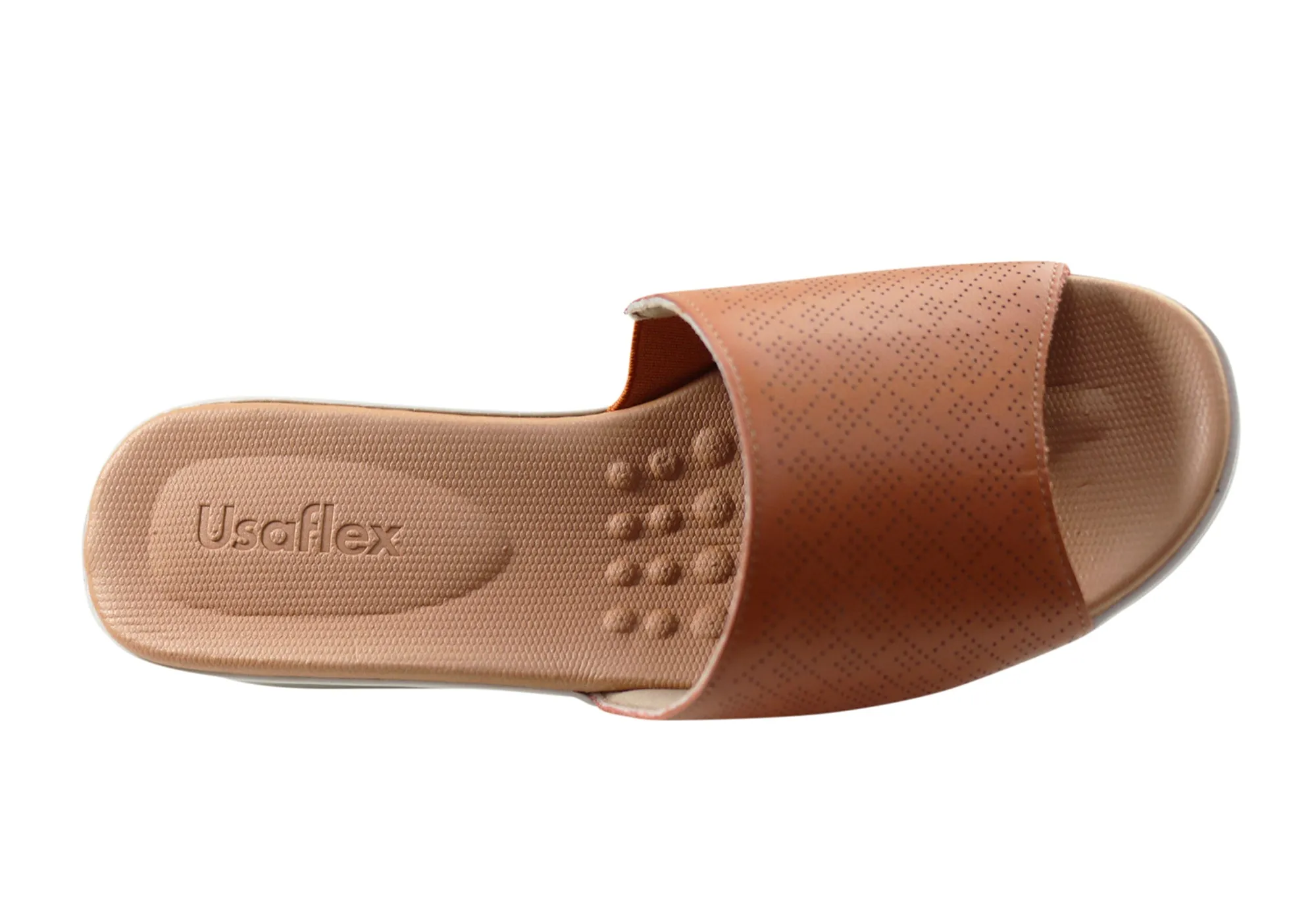 Usaflex Sunrise Womens Comfort Leather Slides  Made In Brazil