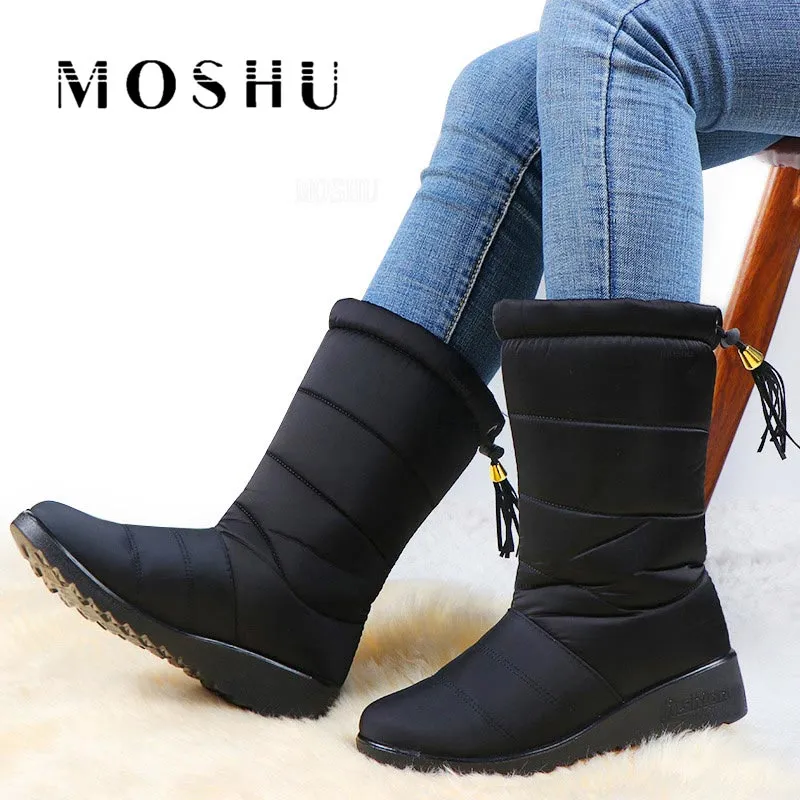 Winter Women Boots Female Waterproof Warm Botas Mujer Elastic Band