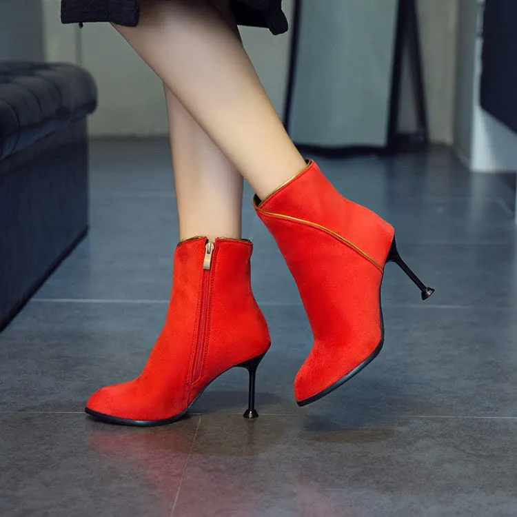 Women Pointed Toe Stiletto High Heel Ankle Boots