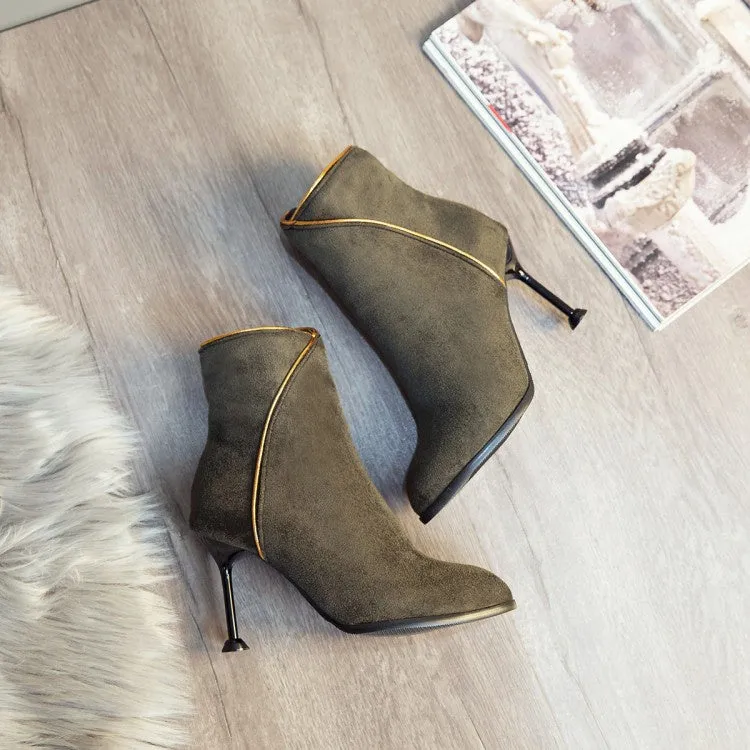 Women Pointed Toe Stiletto High Heel Ankle Boots