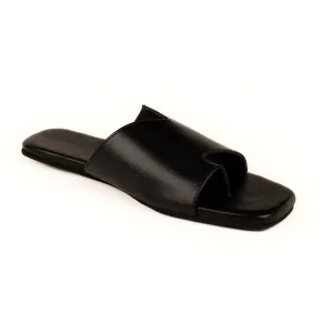 Yuna Cloak Vegan Leather Black Women Slides Thrift Edit